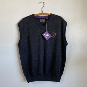 NWT g mac by kartel golf dark gray wool sweater vest embroidered size xl